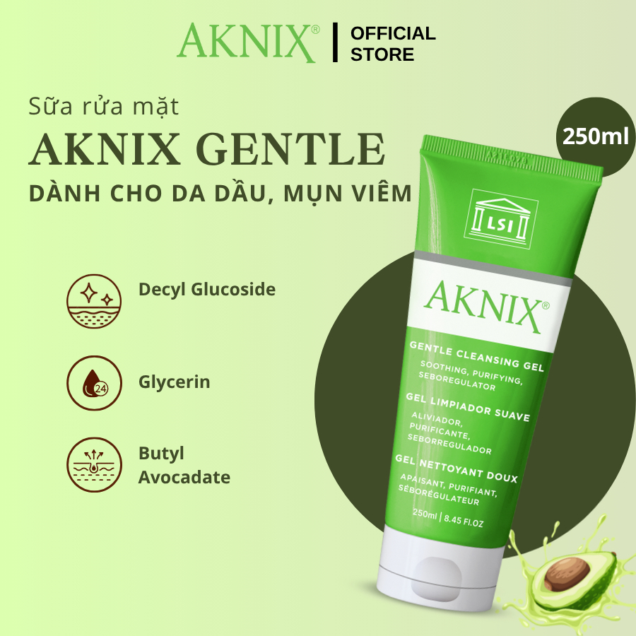 Sữa Rửa Mặt  AKNIX Cho Da Dầu, Da Nhạy, Mụn Viêm - GENTLE CLEANSING GEL