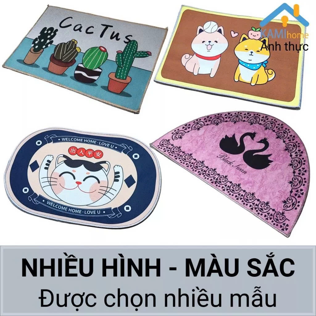 Thảm lau chùi chân mặt thấm nước tốt hình Chữ nhật 48*30cm mã 27000