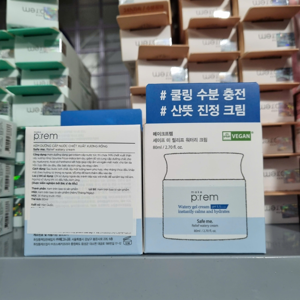 Kem Dưỡng Cấp Ẩm Make Prem Safe me Relief watery cream Make P:rem - 80ml