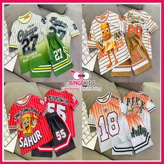 Đồ bộ đùi bé trai chất thun lạnh in 3d họa tiết thể thao Ann's Kids bo dệt cho bé trai từ 11 đến 45kg