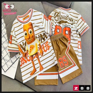 Đồ bộ đùi bé trai chất thun lạnh in 3d họa tiết thể thao Ann's Kids bo dệt cho bé trai từ 11 đến 45kg