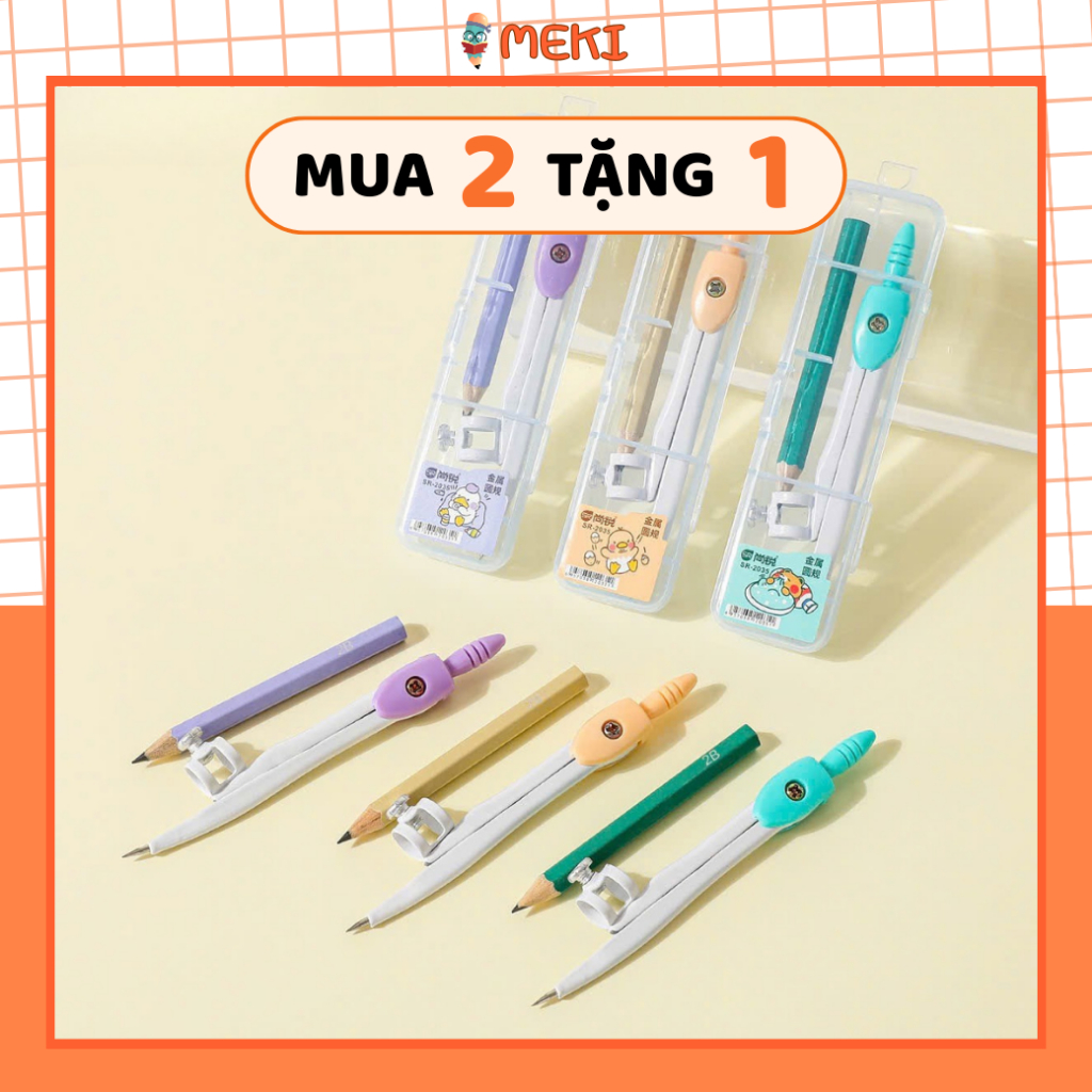 Compa MEKI Nhật Bản Màu Pastel Chất Lượng Cao Vẽ Kỹ Thuật, Bộ Compa Kèm ...