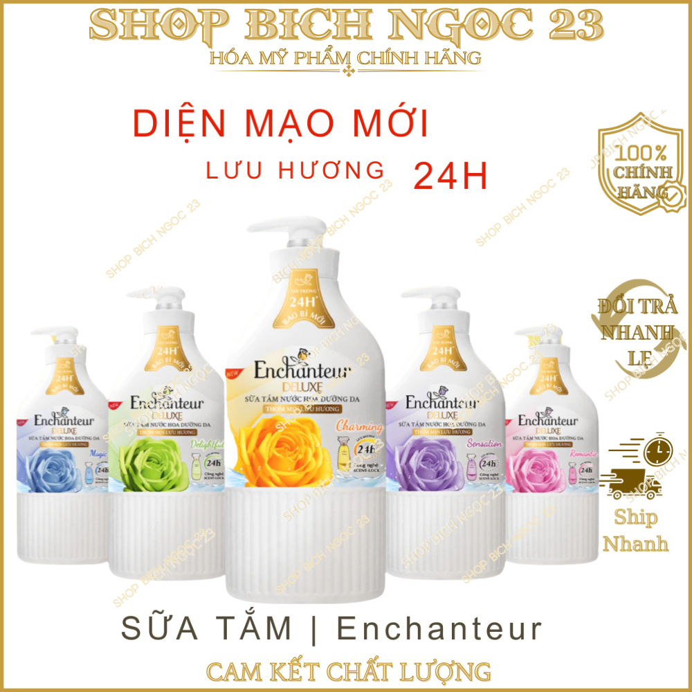 Sữa tắm trắng da hương nước hoa Pháp Enchanteur White với Kem sữa tươi & Niacinamide 650g