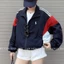 Áo khoác bomber gió nữ thêu logo ngựa phối kẻ siêu cá tính-Áo khoác gió nam nữ from rộng 65kg