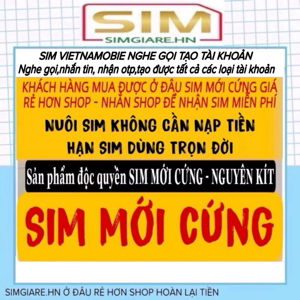 Sim Vietnamobie giá rẻ OTP...Nghe gọi nhắn tin vào mạng