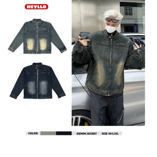 Áo Khoác Denim Jeans Jacket Unisex Dây Kéo Tam Giác Wash 2 Color