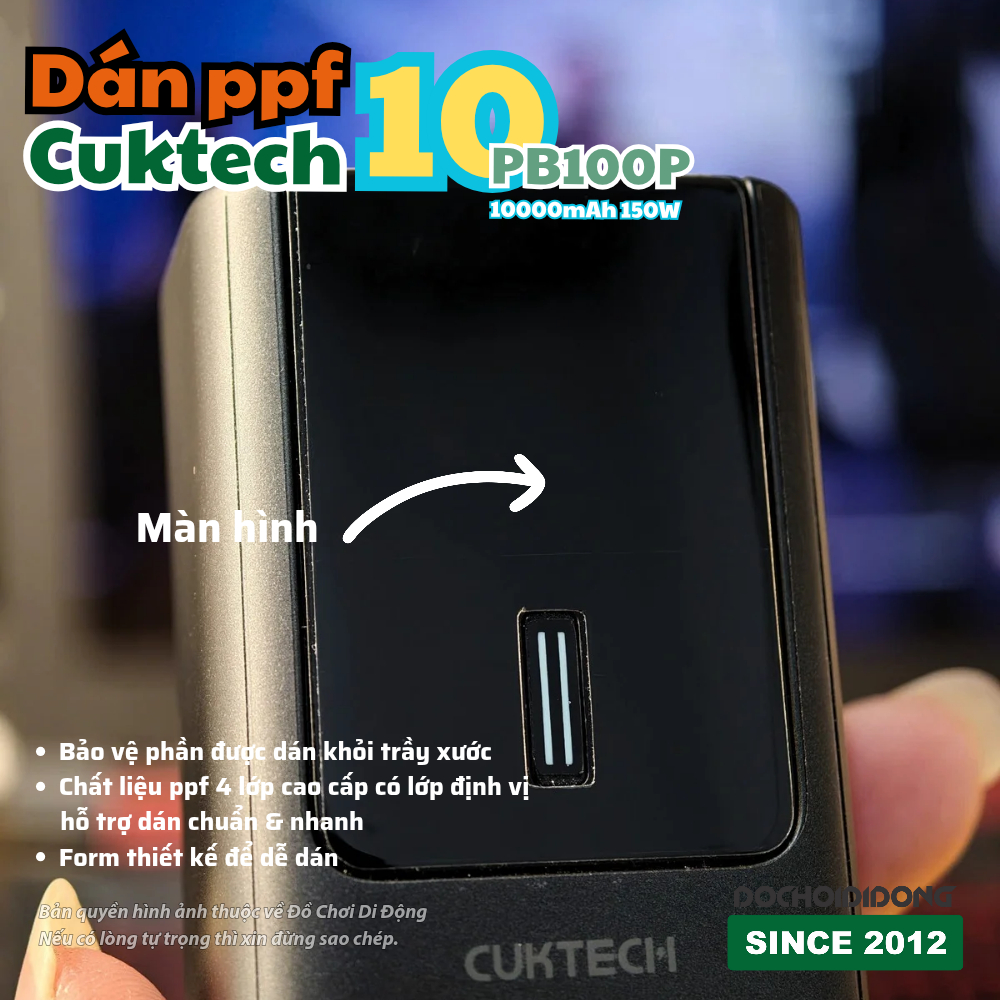 Miếng dán PPF chống trầy màn hình Pin sạc Dự Phòng Cuktech 10 Power ...