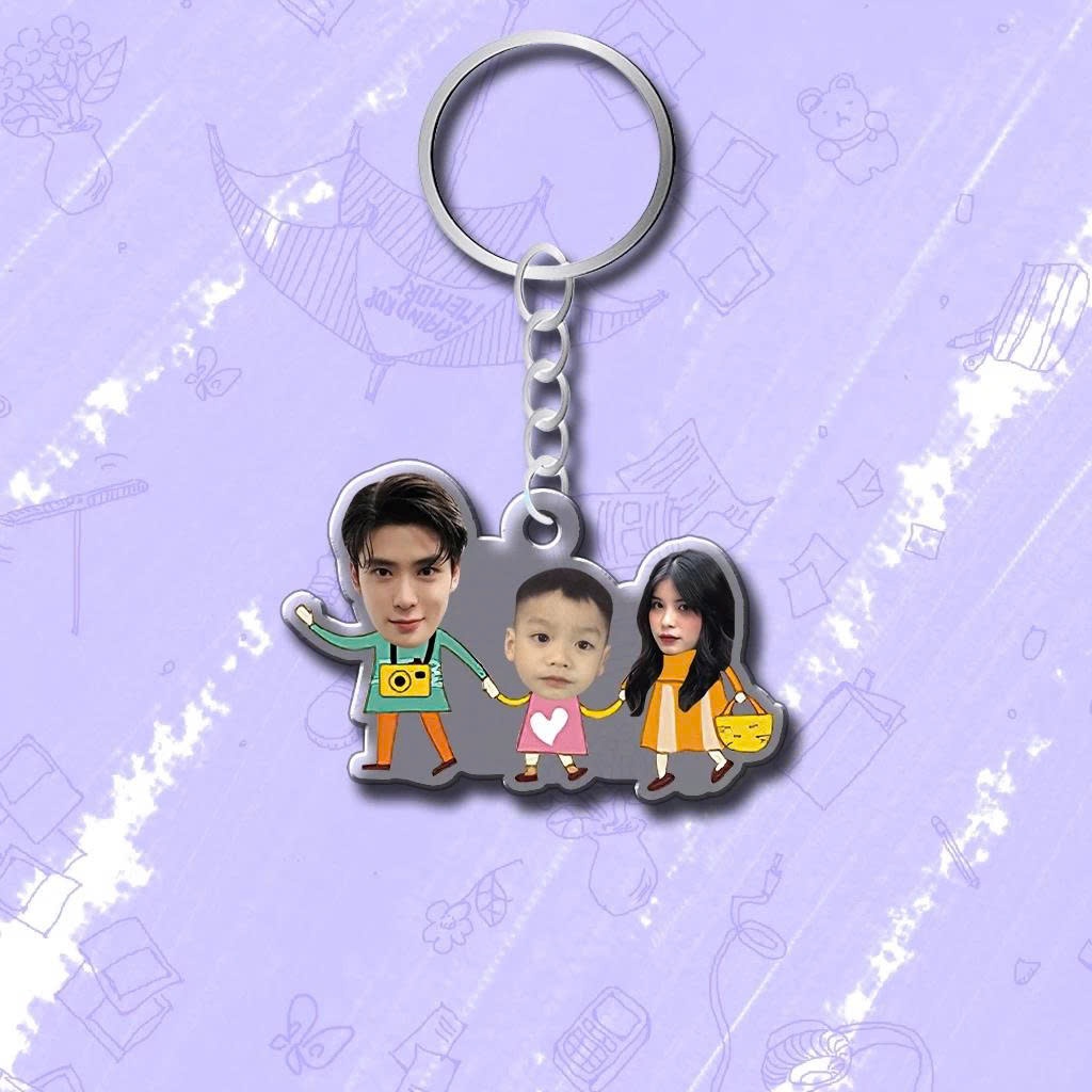 Móc Khoá Cặp Đôi, Móc Khoá Gia Đình Chibi In Theo Yêu Cầu 2 Mặt Dễ Thương Dùng Làm Quà Tặng Bạn Bè Người Thân - SakuMai
