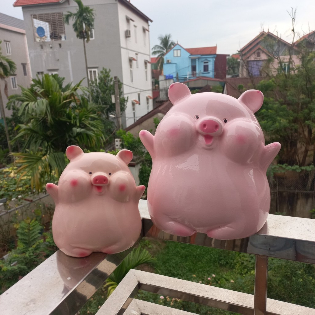 [Mua 1 tặng 1 nhỏ]Heo đất lợn đất tiết kiệm Heo Bánh Bao size to,ống tiết kiệm quà tặng LĐ2