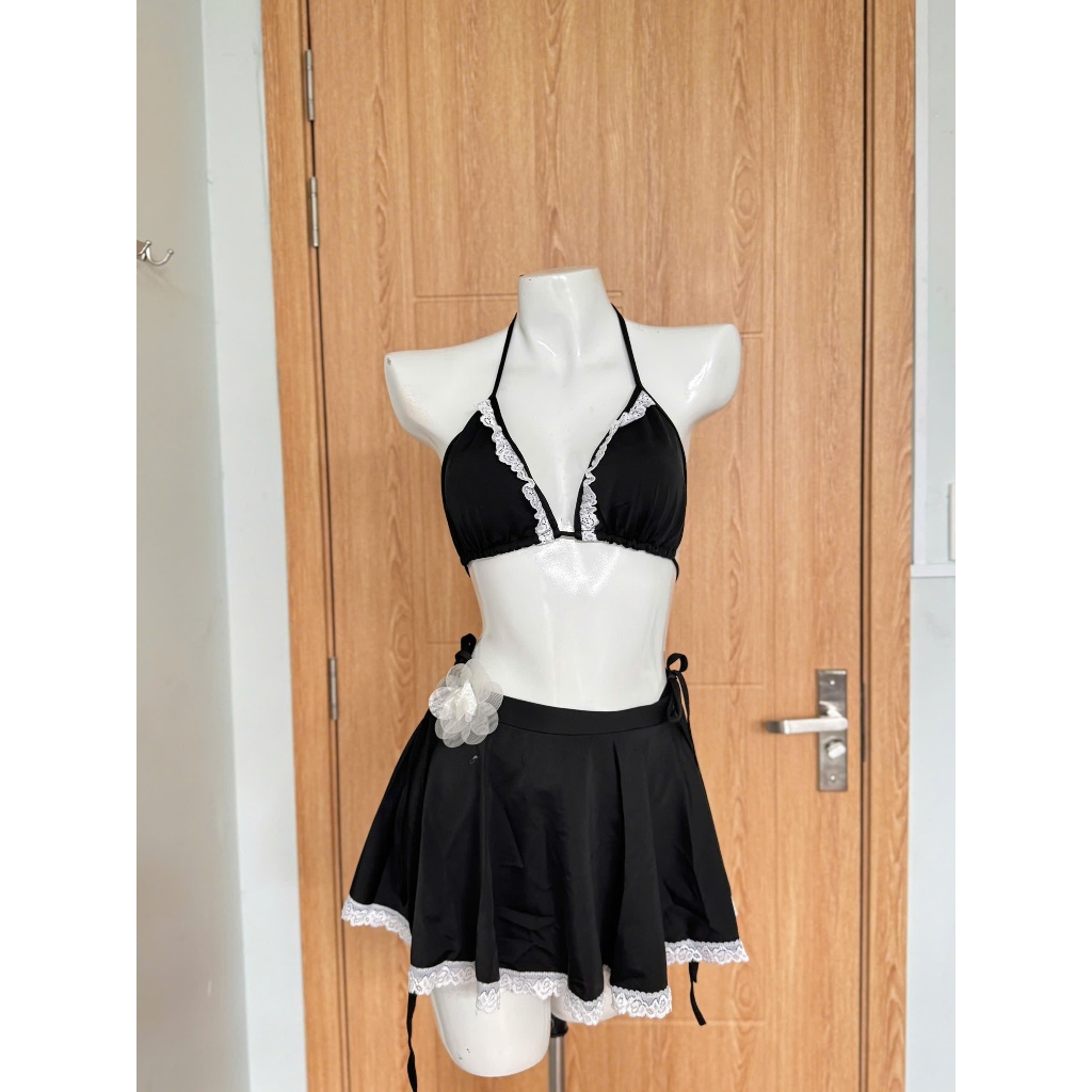 [ Ms 069 ] Bikini Đồ bơi đi biển 3 mảnh Chân Váy PHỐI REN  + bông hoa, Combo 4 chi tiết xinh xắn HAN.T SHOP
