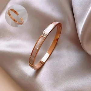 Vòng Tay Vỏ Sò Phong Cách Đơn Giản, Chống Gỉ, Thiết Kế Vòng Tay Thép Titan Mạ,Vòng Tay Cặp Đôi,Dành Cho Nam Nữ
