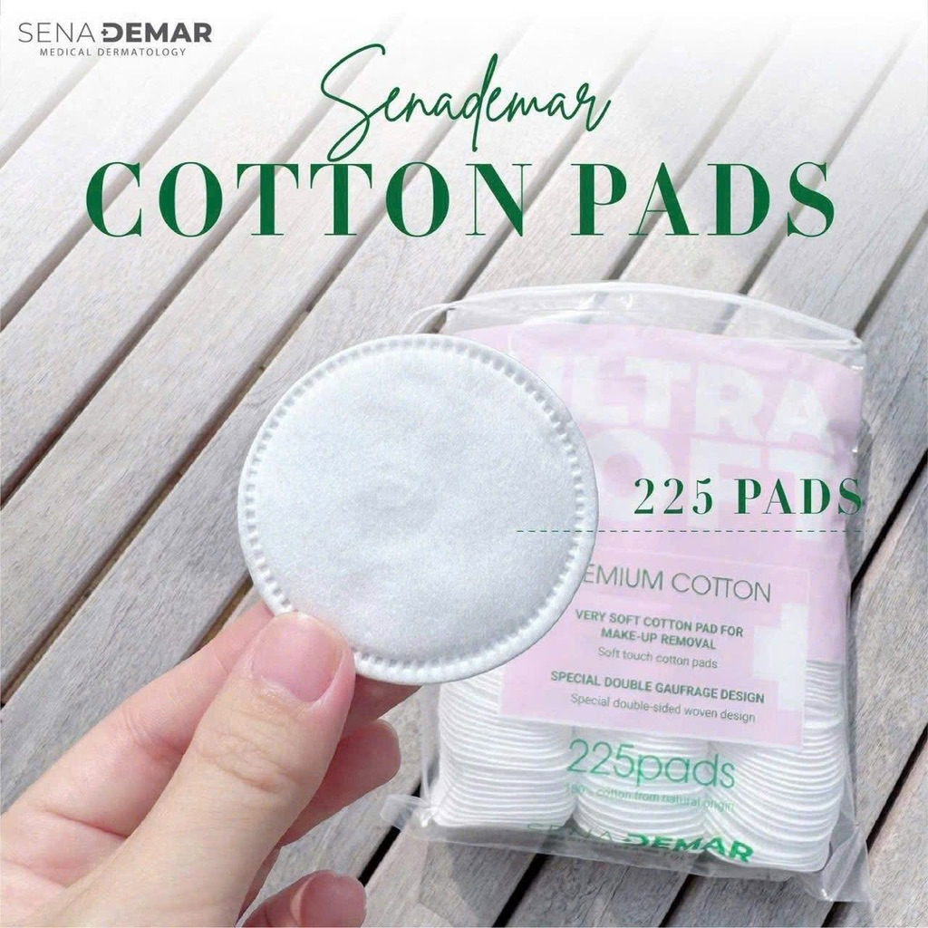 Bông tẩy trang tròn SenaDemar 225 pcs chất liệu 100% bông cotton - hạn 2028  IS125