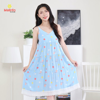 [XẢ KHO GIÁ SỐC] Váy đầm ngủ hai dây phối ren dễ thương mặc nhà vải Cotton lụa tự nhiên MEV0550