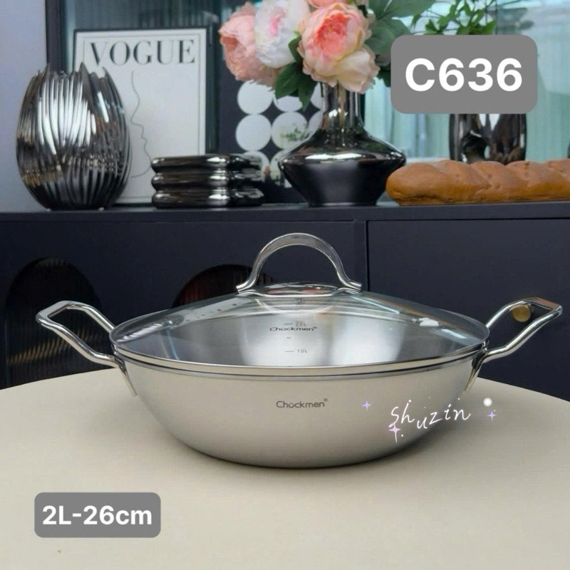 CHẢO XÀO SÂU LÒNG HAI QUAI CHOCKMEN 26CM - C636