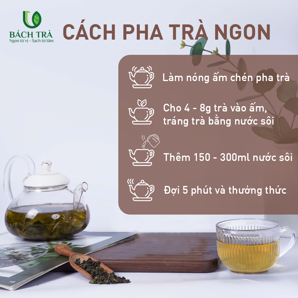 Ô - Trà Ô Long Bảo Ngọc Bách Trà | Trà Cao Cấp 1 Tôm 2 Lá Non | Thơm Lâu