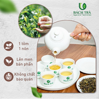 Trà Ô Long Bảo Ngọc Bách Trà | Trà Cao Cấp 1 Tôm 2 Lá Non | Thơm Lâu, Giảm Stress, Thư Giãn | Quà tặng Cá Nhân | Hộp 80g