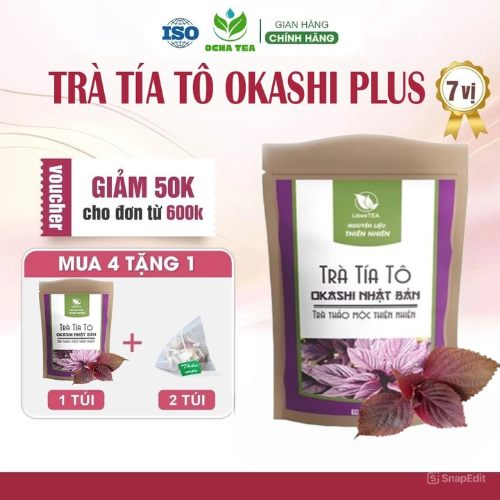 Trà Tía Tô OKASHI GOLD Nhật Bản ( Hỗ trợ bệnh Gút, Giảm chỉ số acid uric, Giảm đau xương khớp) - Bịch 60 túi lọc