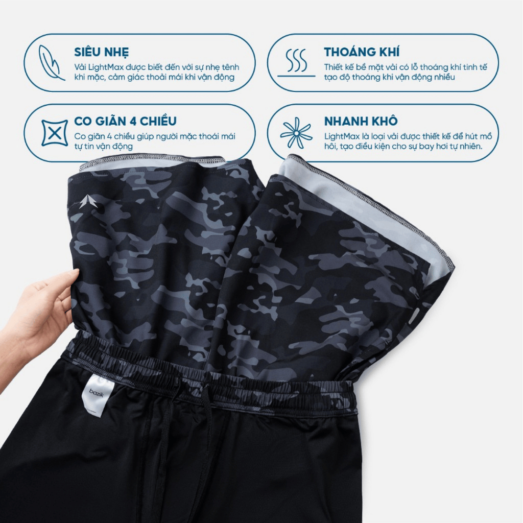 Quần Short 2 lớp Nam BAZIK Speed Up 2in1 Có Bigsize Thoáng Khí Thấm Hút, Nhanh Khô, Thoải Mái Chạy Bộ, Tập Gym - Q02
