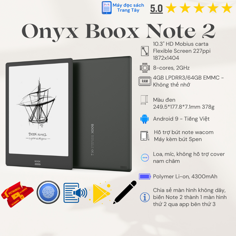 Máy đọc sách Onyx Boox Note 2 like new | Shopee Việt Nam