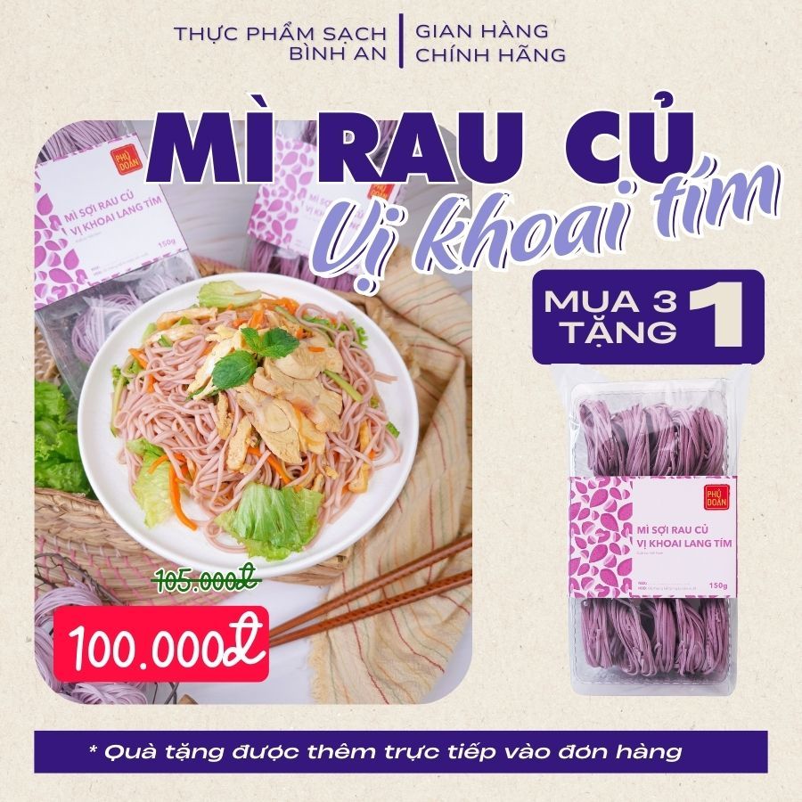 Mì rau củ vị khoai lang tím Phủ Doãn - Mì Sợi Rau Củ Tự Nhiên, Không ...