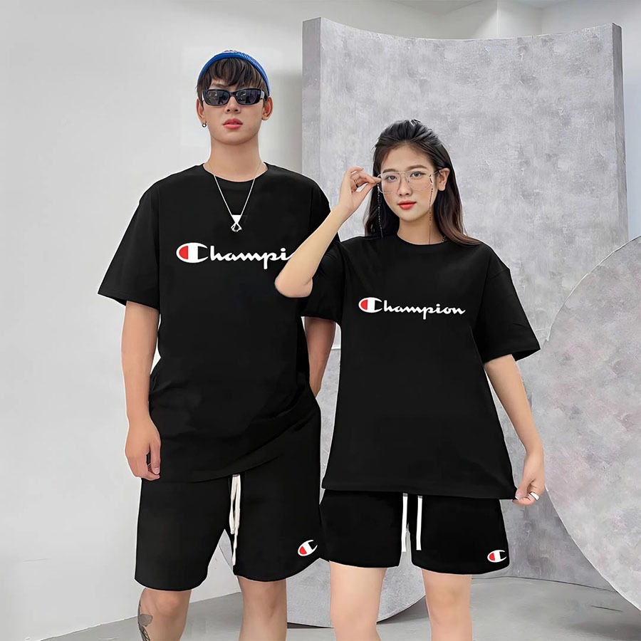 Sét quần áo Champion Streatwear Unisex Nam/Nữ 100% Cotton Cao cấp 280gsm