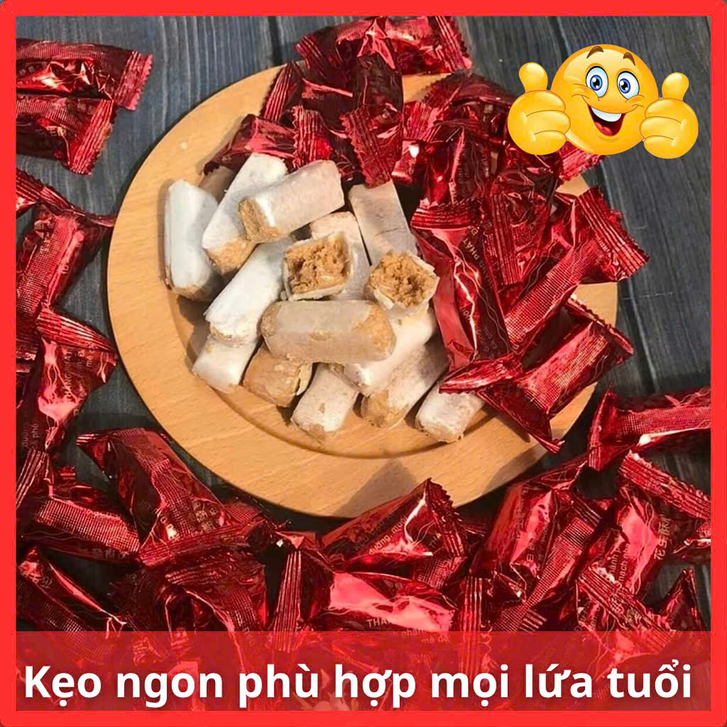 Kẹo đậu phộng xốp mềm ít ngọt, kẹo lạc T.P bánh kẹo chính hãng, túi 200g/500g, đồ ăn vặt HTC Food