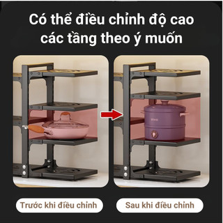 Kệ Bếp Đa Năng, Kệ Để Xoong Nồi Chảo 3 - 4 Tầng kích thước điều chỉnh linh hoạt – tiện ích nhà bếp