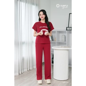 SFB3102 Set đồ nữ cotton gân SUNFLY áo cộc quần dài