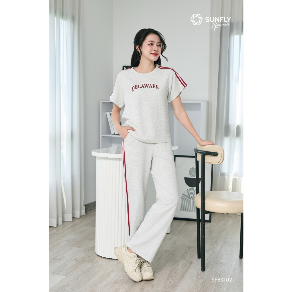 SFB3102 Set đồ nữ cotton gân SUNFLY áo cộc quần dài