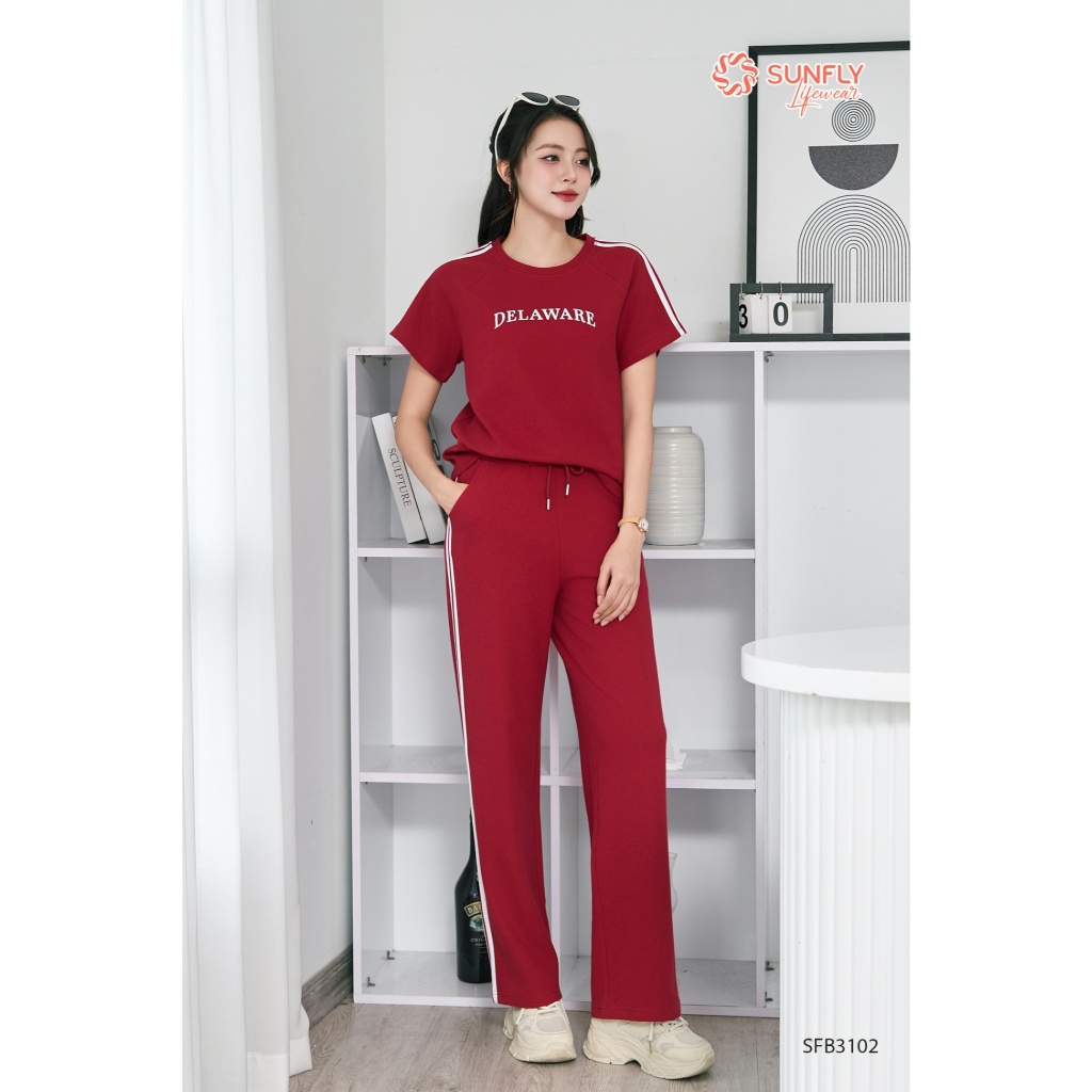 SFB3102 Set đồ nữ cotton gân SUNFLY áo cộc quần dài