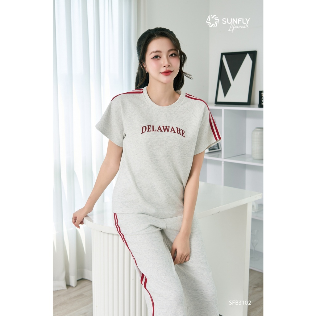 SFB3102 Set đồ nữ cotton gân SUNFLY áo cộc quần dài