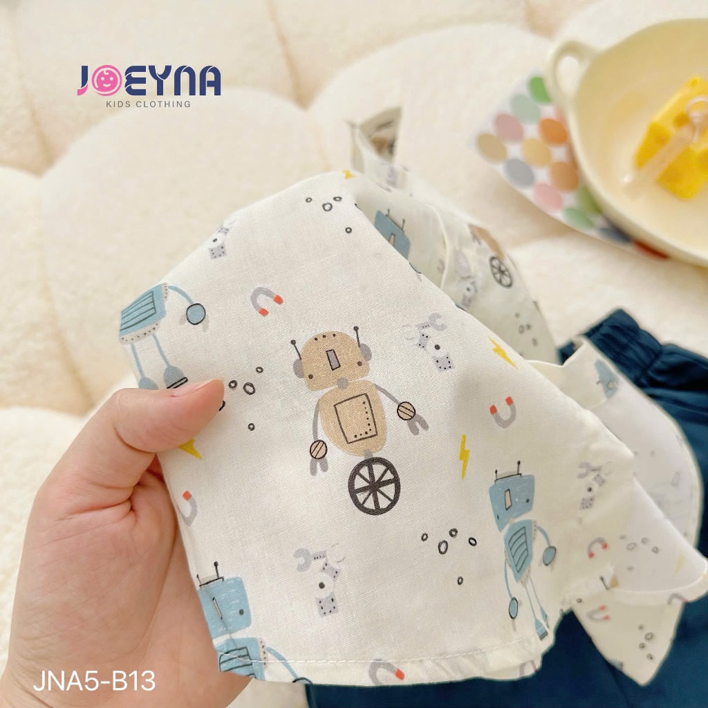 Bộ sơ mi Joeyna B13 in hình robot siêu cute cho bé 8-23kg