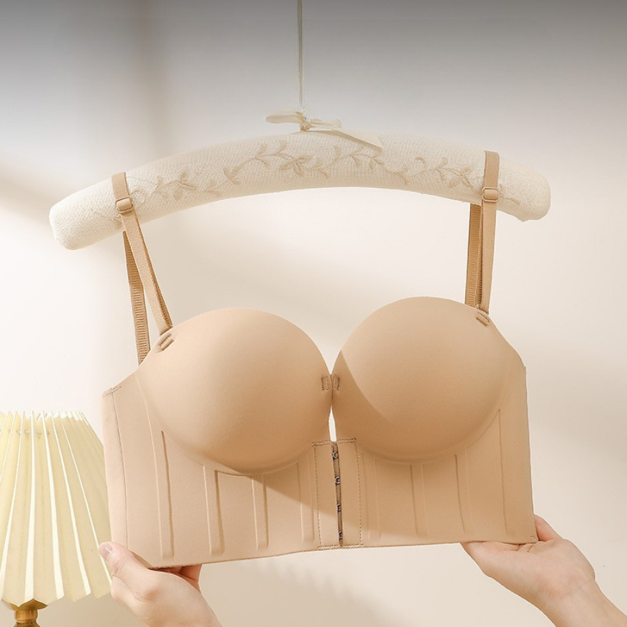 Áo Ngực Đúc Su Không Gọng Cài Trước Đệm 8cm Tạo Khe DORIS 8711
