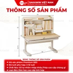 [MẪU MỚI 2026] Bàn học chống gù Sakawin Premium B03 Thiết kế giá sách 3 tầng Nâng nghiêng mặt bàn linh hoạt Size 100cm — ảnh 3