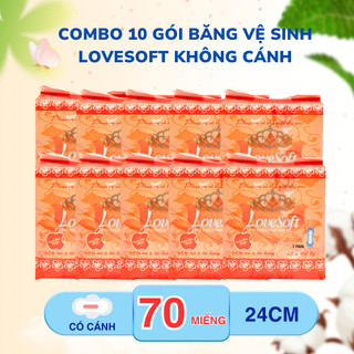 GIÁ RẺ - Bịch 10 gói Băng Vệ Sinh LoveSoft Siêu Thấm Không Cánh và băng vệ sinh có cánh, gói 7 miếng