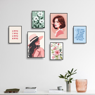COMBO 6 Tranh Decor Phòng, Tranh Dán Tường Decor, Chất Liệu Formex.