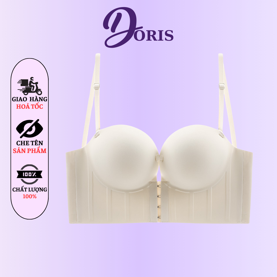 Áo Ngực Đúc Su Không Gọng Cài Trước Đệm 8cm Tạo Khe DORIS 8711