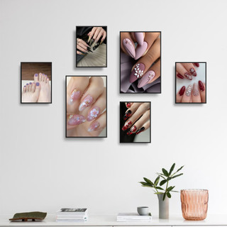 COMBO 6 Tranh Quán NAIL, Tranh Dán Tường Decor, Chất Liệu Formex.