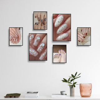 COMBO 6 Tranh Quán NAIL, Tranh Dán Tường Decor, Chất Liệu Formex.