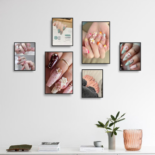 COMBO 6 Tranh Quán NAIL, Tranh Dán Tường Decor, Chất Liệu Formex.