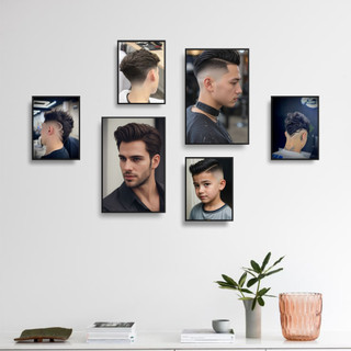 [126-130] COMBO 6 Tranh Quán Tóc Nam, Tranh Dán Tường Barber Shop, Chất Liệu Formex.