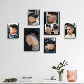 [126-130] COMBO 6 Tranh Quán Tóc Nam, Tranh Dán Tường Barber Shop, Chất Liệu Formex.