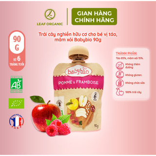 Trái cây nghiền hữu cơ Babybio ăn liền các vị cho bé từ 6 tháng tuổi, gói 90g tiện lợi