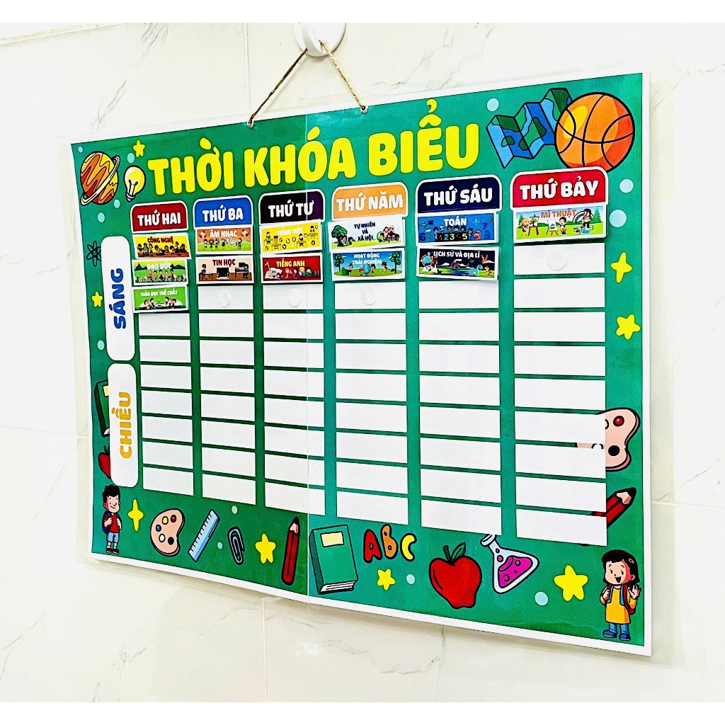 THỜI KHÓA BIỂU GỠ – DÁN SIÊU TIỆN LỢI ( tặng kèm 60 cặp gai dính )