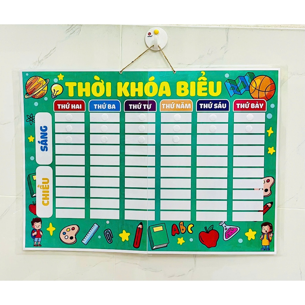 THỜI KHÓA BIỂU GỠ – DÁN SIÊU TIỆN LỢI ( tặng kèm 60 cặp gai dính )