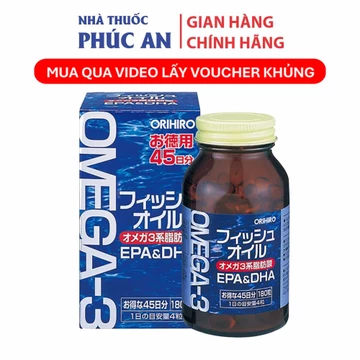 Viên uống dầu cá Omega 3 Orihiro Fish Oil Nhật Bản 180 viên hỗ trợ tim mạch, não, mắt