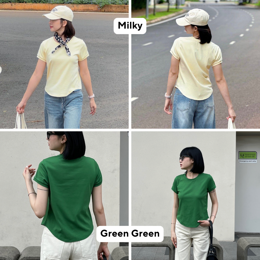 TheBlueTshirt - Áo thun tay ngắn phom ôm vừa vặn, kiểu vạt bầu nữ - 1990s Tshirt
