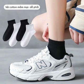 Combo 10 Đôi Tất/Vớ Cổ Ngắn Trắng Cotton Co Giãn, Thoáng Khí, Êm Chân, Dễ Phối Đồ, Nam Nữ Unisex
