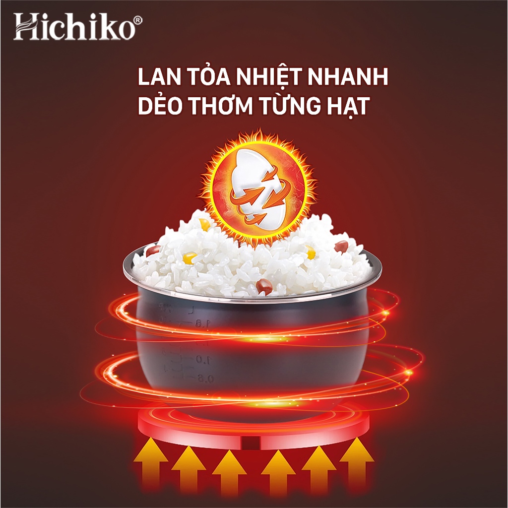 Nồi cơm điện Hichiko 1.8L cơm ngon dẻo thơm, phù hợp gia đình 6-10 người - HC1022