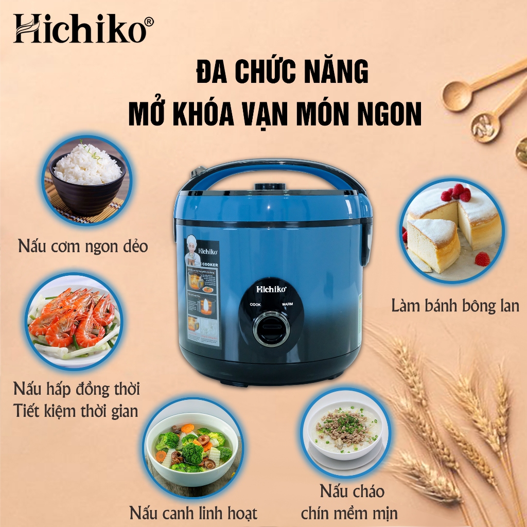 Nồi cơm điện Hichiko 1.8L cơm ngon dẻo thơm, phù hợp gia đình 6-10 người - HC1022